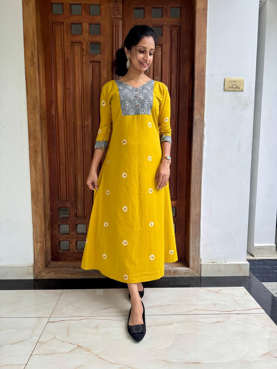 Yellow Cotton A-Line Top